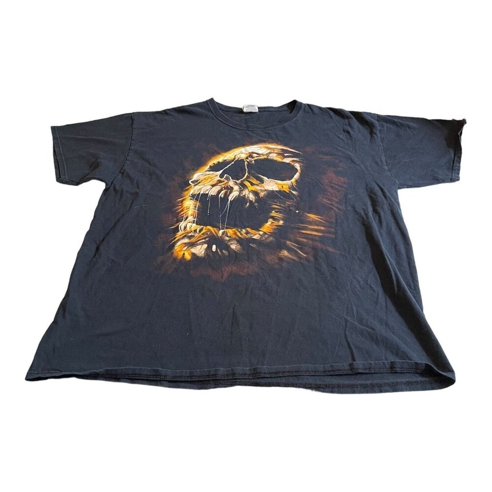 Skull Skeleton T-Shirt XL Grunge Skull Black Distressed Y2K Graphic Halloween